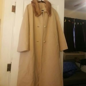 Vintage fur collar wool-like trench