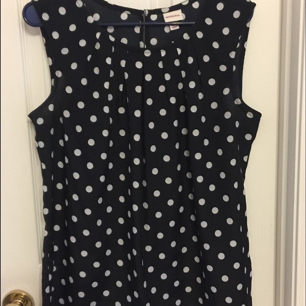 Merona Black & White polka dot sleeveless blouse