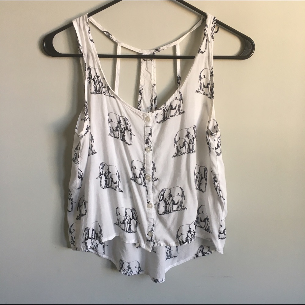 Elephant print sleeveless top