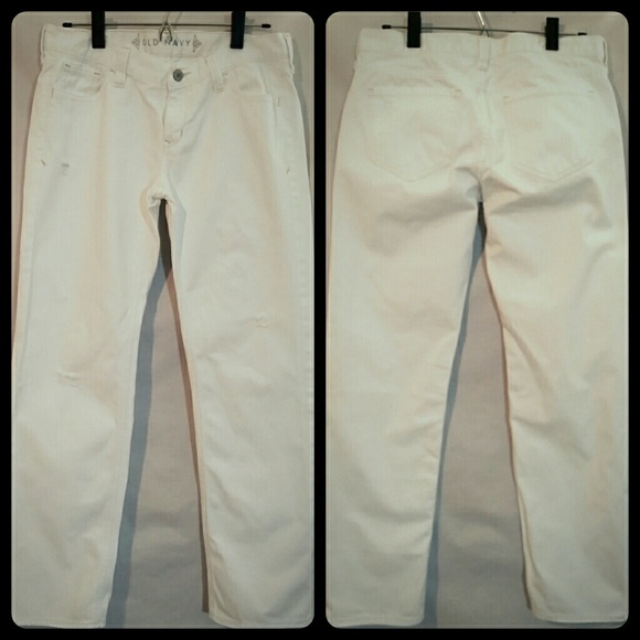 Old Navy White Distressed Boyfriend Jeans - Picture 1 of 5