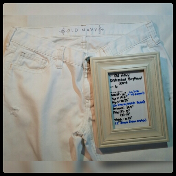 Old Navy White Distressed Boyfriend Jeans - Picture 2 of 5