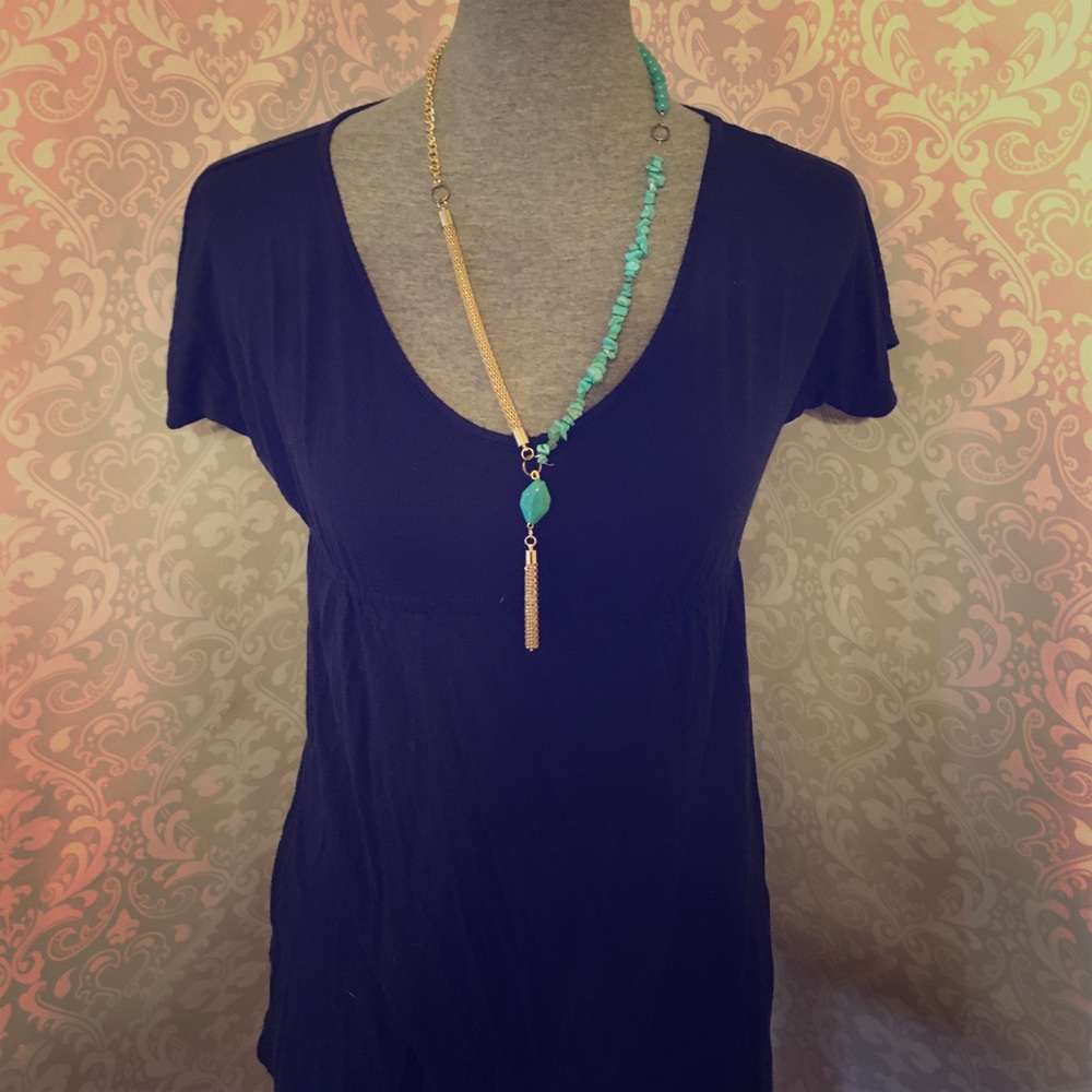 Handmade turquoise and gold necklace