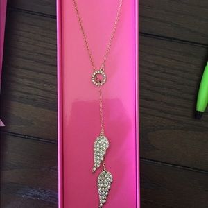 Gold and Diamond long wing pendant necklace