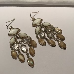 Kendra Scott white tan Gwen chandelier earrings