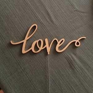 Love gold color wedding cake topper