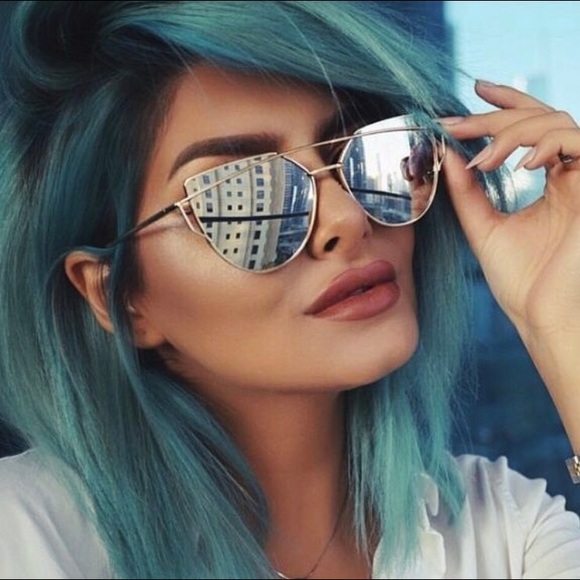 Emma Silver Gold Cat Eye Aviator Mirrored Sunnies - Picture 4 of 8