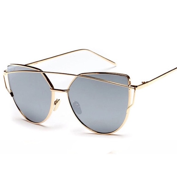 Emma Silver Gold Cat Eye Aviator Mirrored Sunnies - Picture 7 of 8