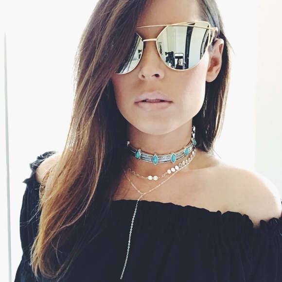 Accessories - Emma Silver Gold Cat Eye Aviator Mirrored Sunnies