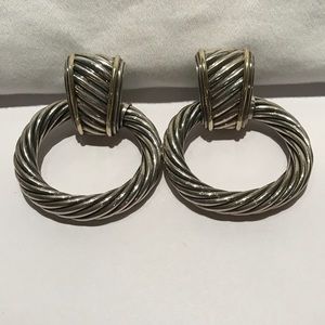 David Yurman clip cigar band hoop earrings silver