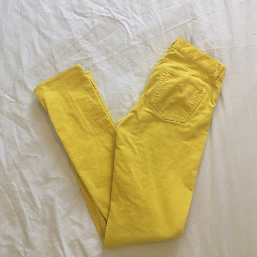 J. Crew Matchstick yellow corduroy pants 24