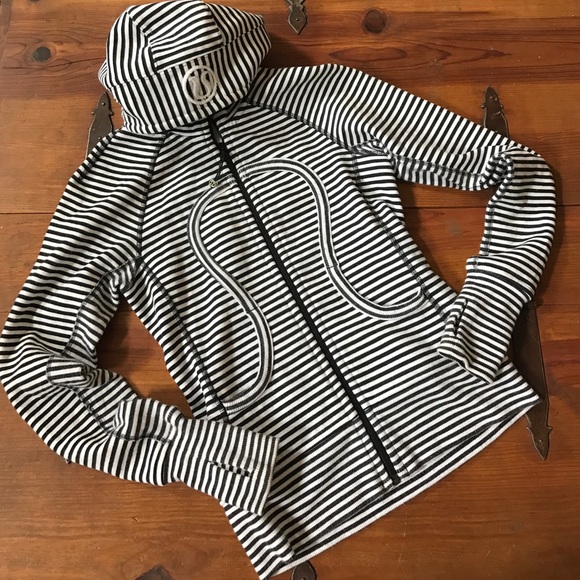 lululemon athletica Jackets & Blazers - LULULEMON Parallel Stripe Scuba Black White Hoodie