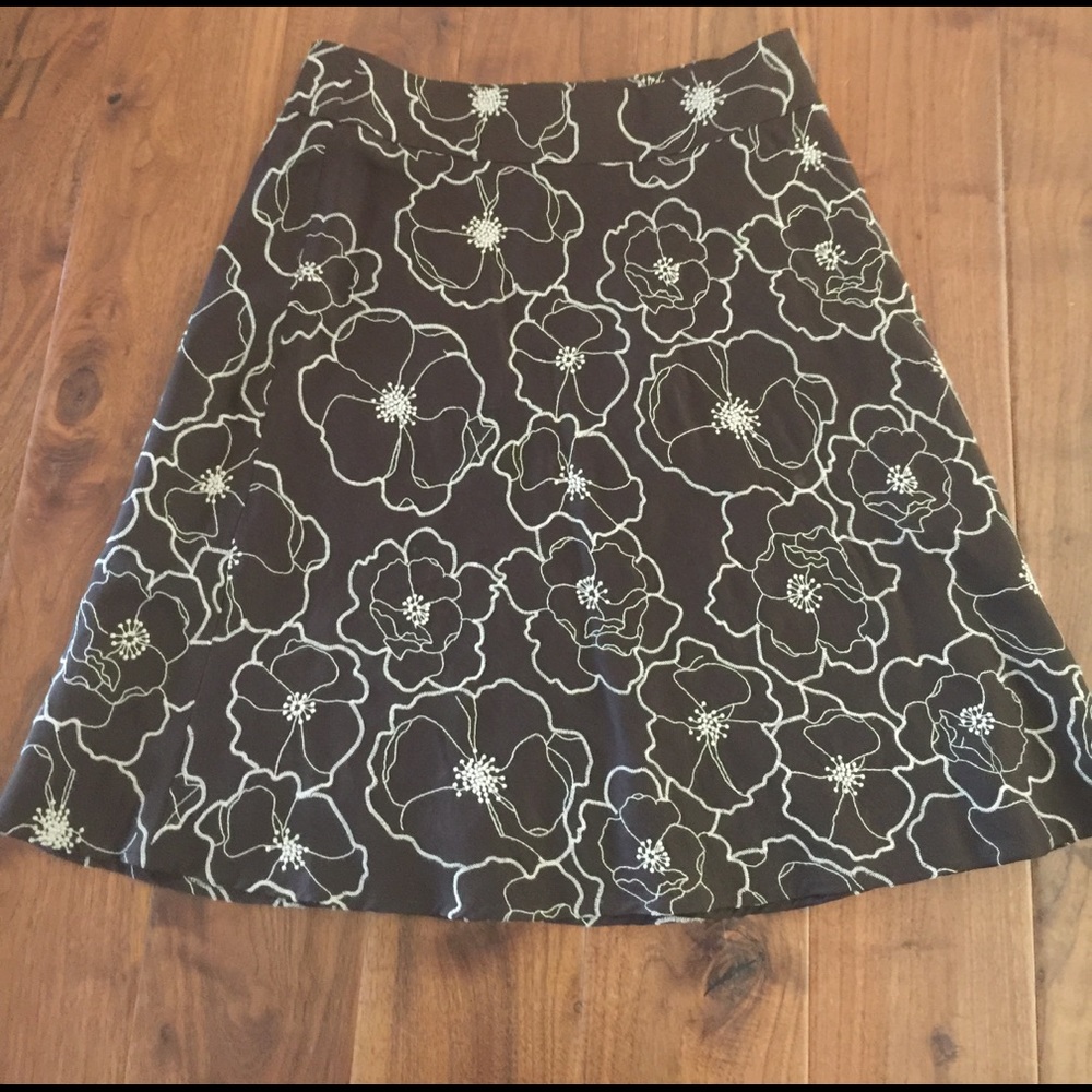 Ann Taylor silk embroidered skirt