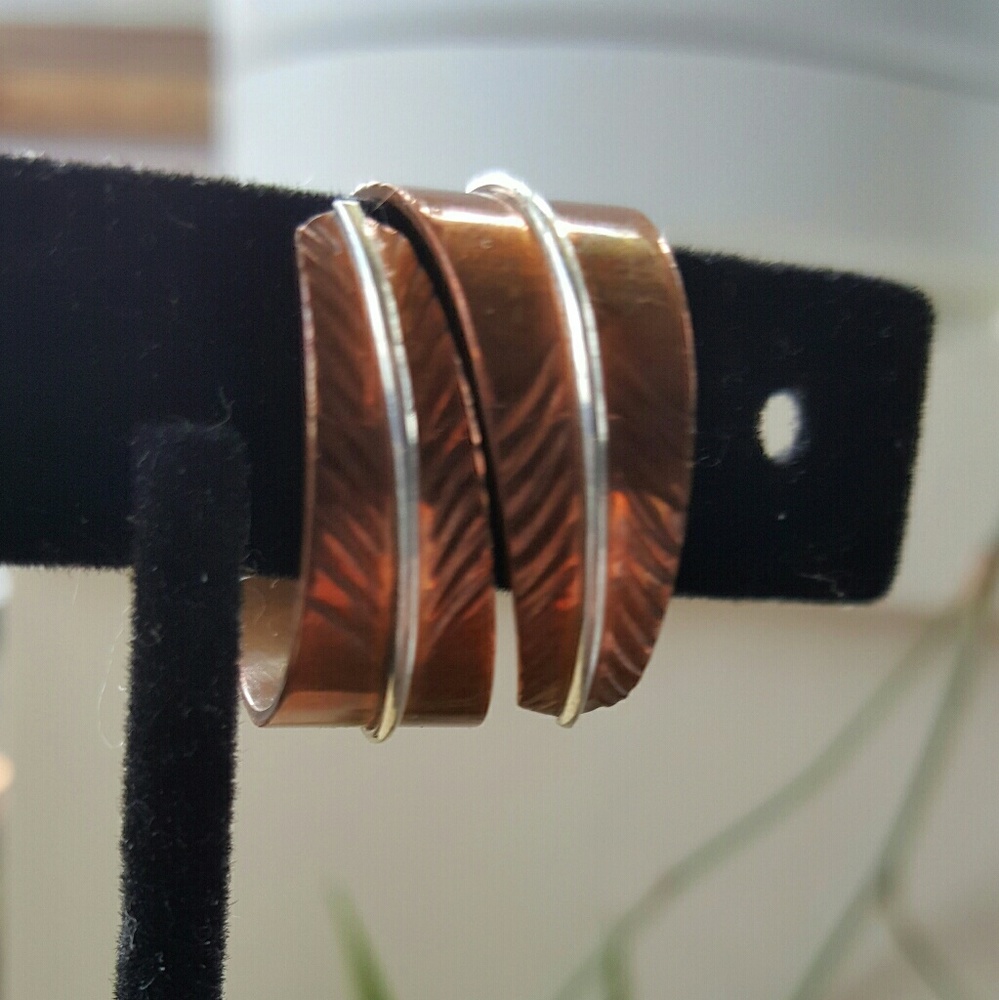 Copper/sterling feather ring