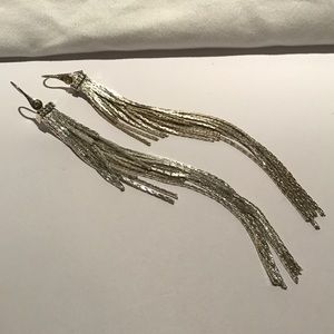 Henri Bendel silver tassel chain earrings