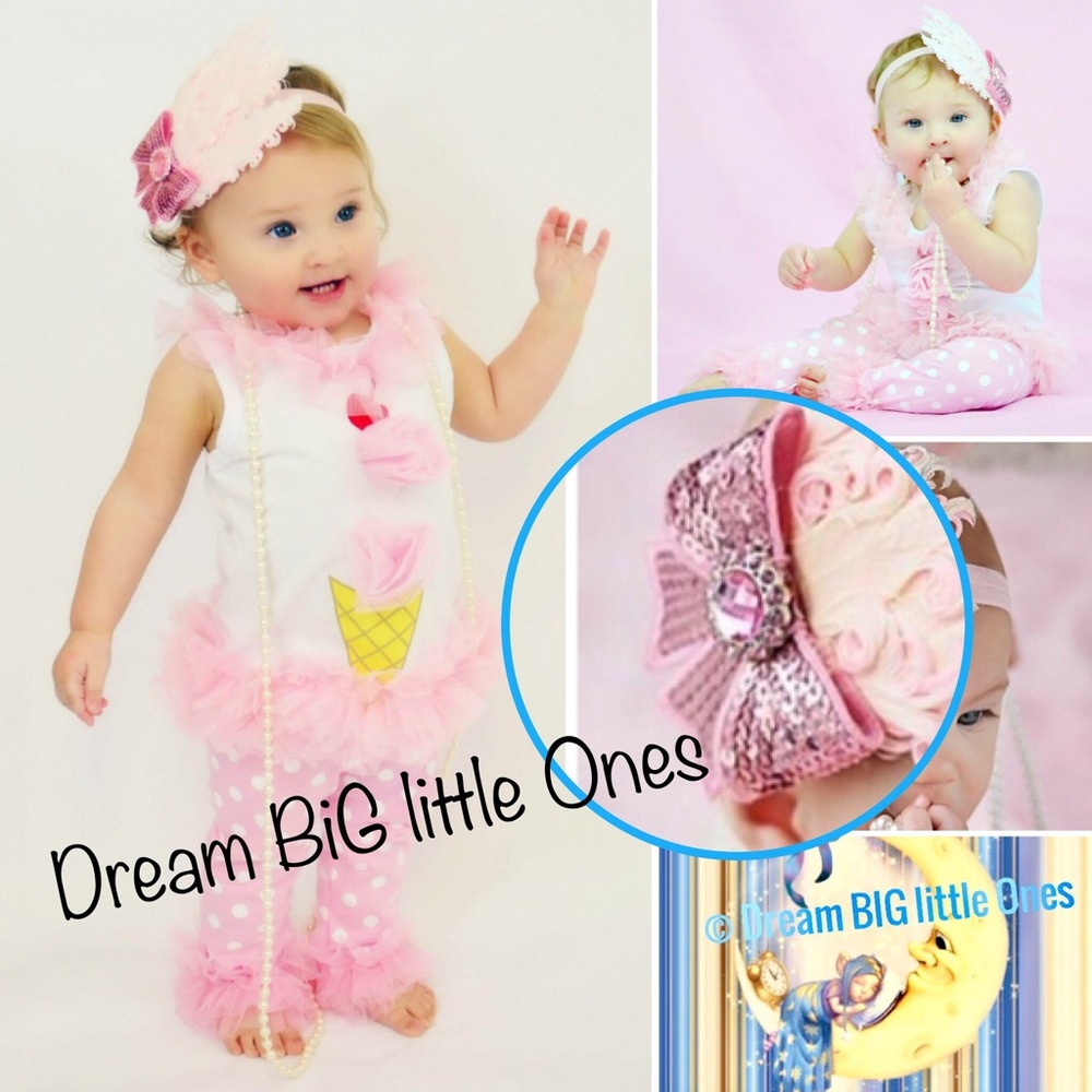 Baby Girl Soft Pink Headband 1st Photo cake Gift !