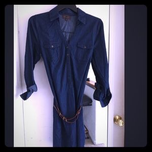 Denim belted dress