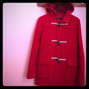 Red pea coat