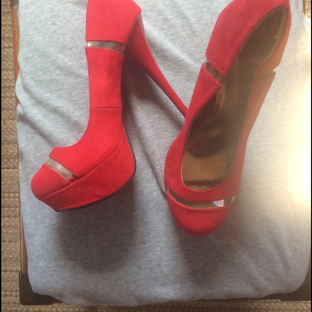 SOLD Red and clear plastic high heel. SOLD