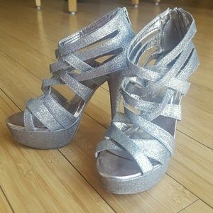 Silver/Muti-Colored Glitter Heels