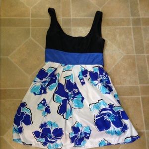 Black and blue floral dress;