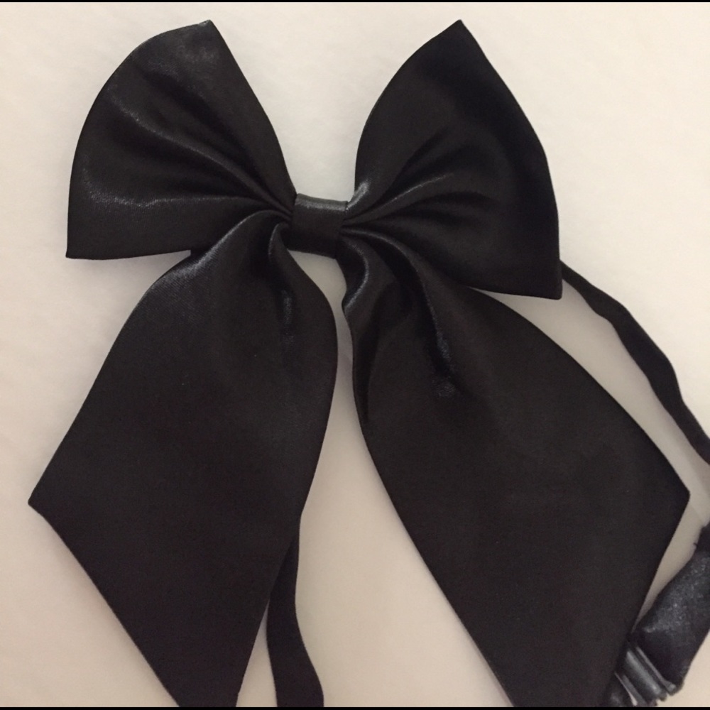 satin bow scarf tie black gothic adjustable