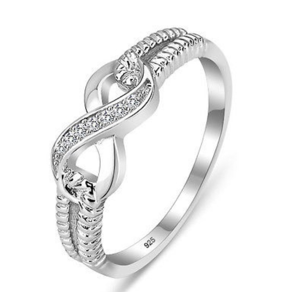 925 Silver Crystal Infinity Heart Ring - Picture 2 of 4