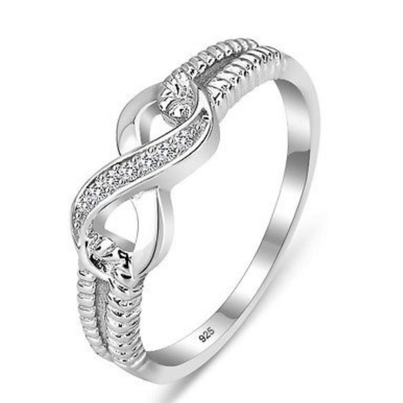 925 Silver Crystal Infinity Heart Ring - Picture 2 of 4