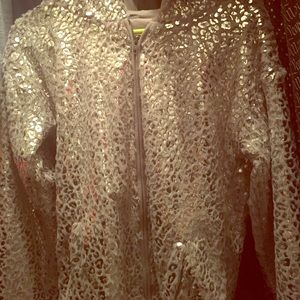 Silver metallic furry VS Leopard print jacket