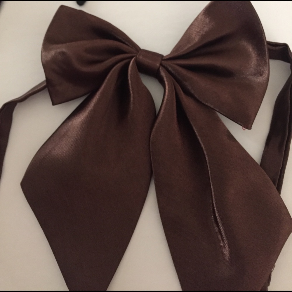 brown satin bow scarf tie practical