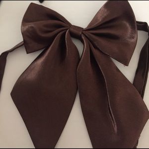 brown satin bow scarf tie practical