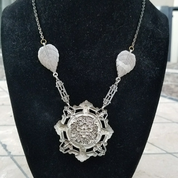 VINTAGE Peking Green Czech Glass Deco Necklace - Picture 7 of 7