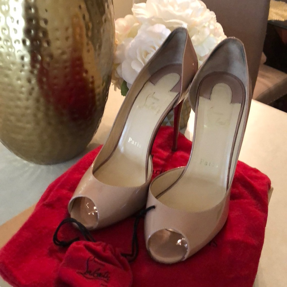 Nude Christian Louboutin "Demi You " Open Toe Shoe