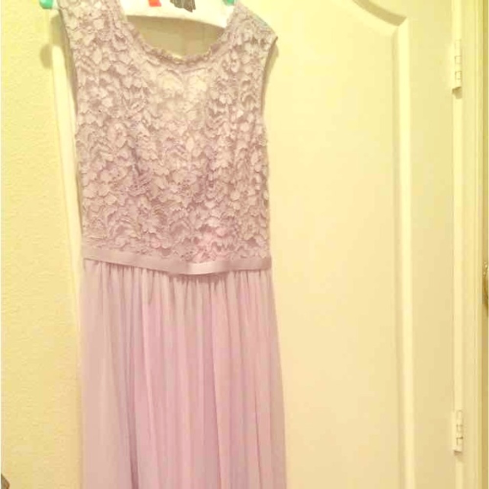 Long Bridesmaid Dress with Lace Bodice