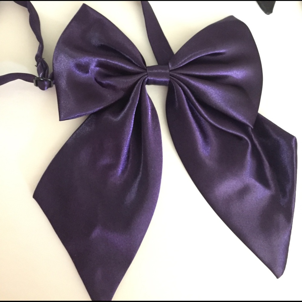 lovely deep purple tie scarf bow adjustable