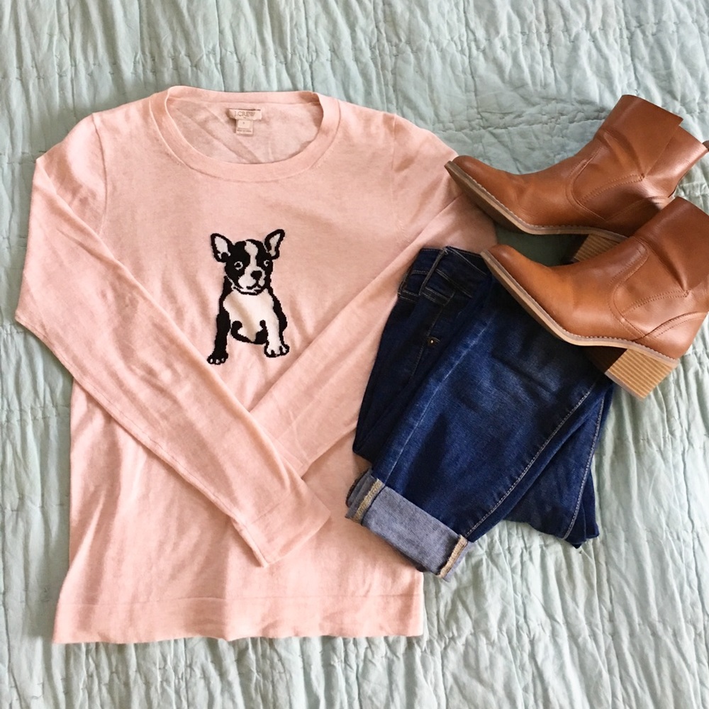 J. Crew Intarsia dog teddie sweater