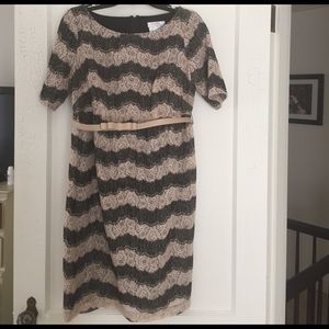 Pea in the Pod Black & Neutral Sparkle Lace Dress