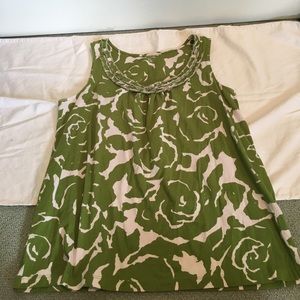 Women's Green Flowered Tank Top