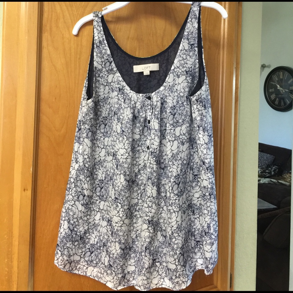 Floral blue white Loft tank