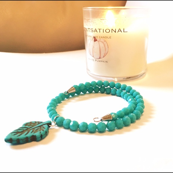 Turquoise Leaf wrap bracelet - Picture 1 of 1