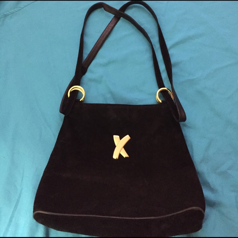 Black suede Paloma Picasso shoulder bag