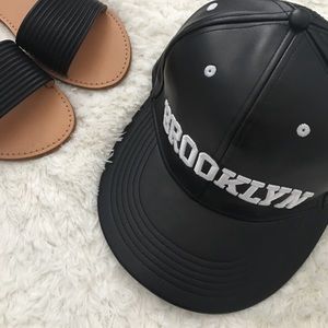 🍕 Brooklyn Faux Leather Snap Back Cap 🍕