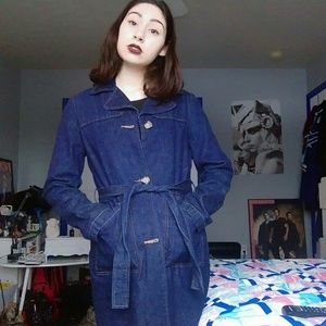 Mod denim trench coat/long jacket.