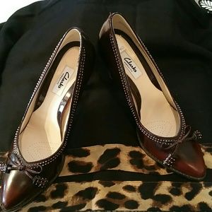 Clarks Narrative Leather Merlot Shoes sz 8