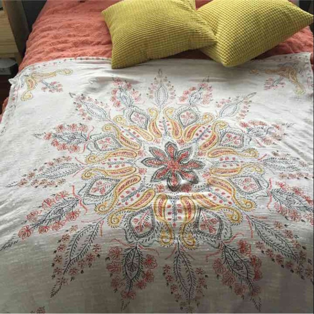 White and pink tapestry