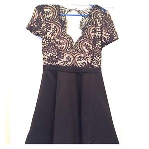 Windsor Black Lace Short Dress, Open Back, Medium
