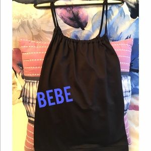 BeBe Black Sleeveless Blouse Tie in Back SZ M