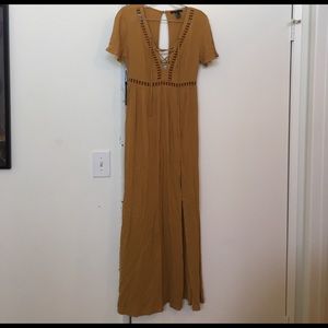 Mustard yellow long boho dress