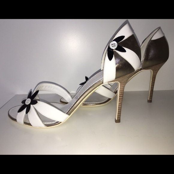 Gunmetal white/platinum/black Daisy Heels - Picture 1 of 5