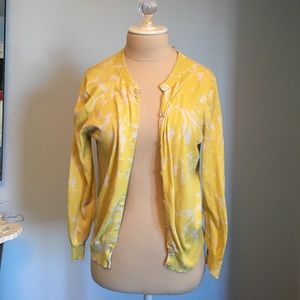 J Crew yellow and white cardigan size large