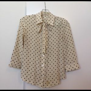 Vintage Prada silk blend button up shirt with bow
